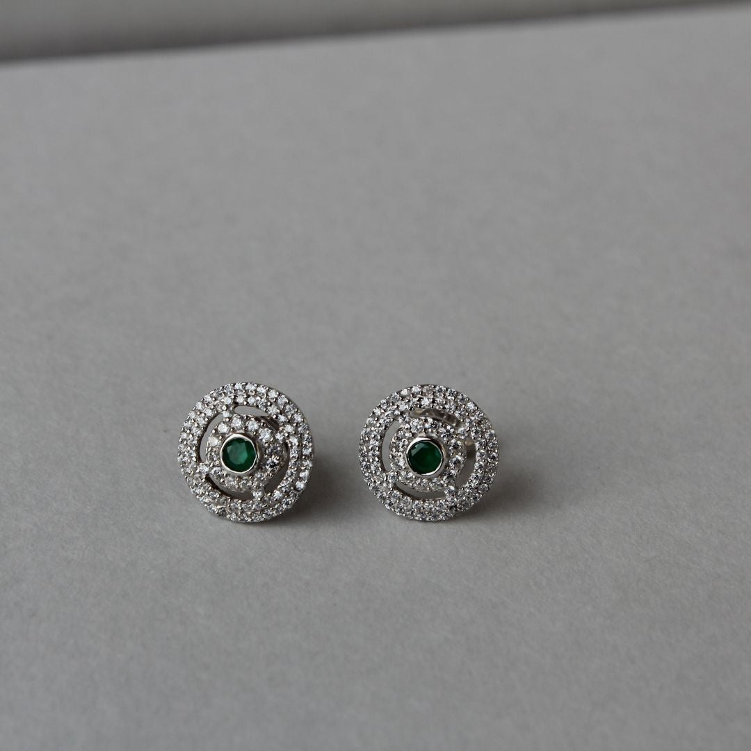 Diamond Emerald Studs - 1