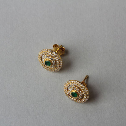 Diamond Emerald Studs - 2