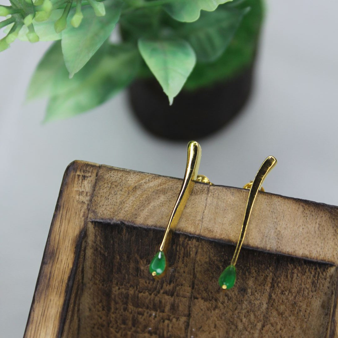 Minimalist Emerald Earrings - 1