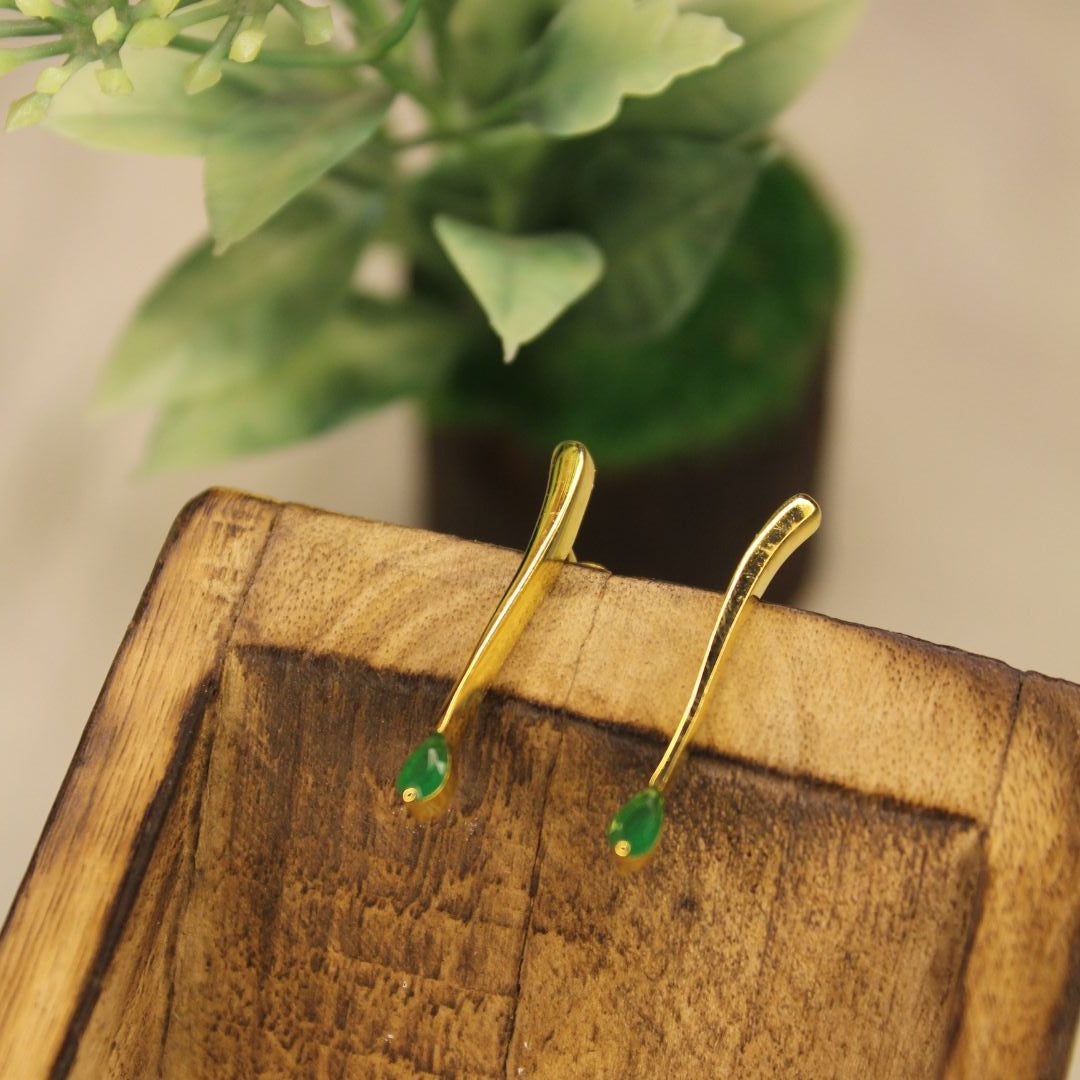 Minimalist Emerald Earrings - 1