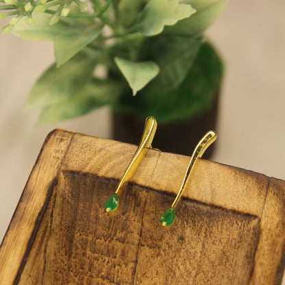 Minimalist Emerald Earrings - 1