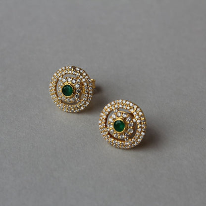 Diamond Emerald Studs - 2