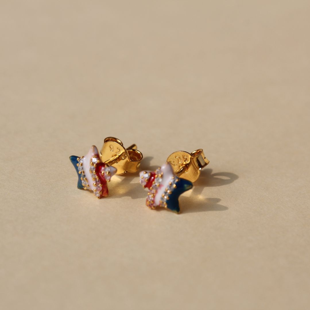 Enamel Star Earrings - 1