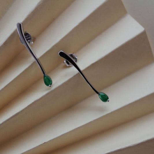 Minimalist Emerald Earrings - 2