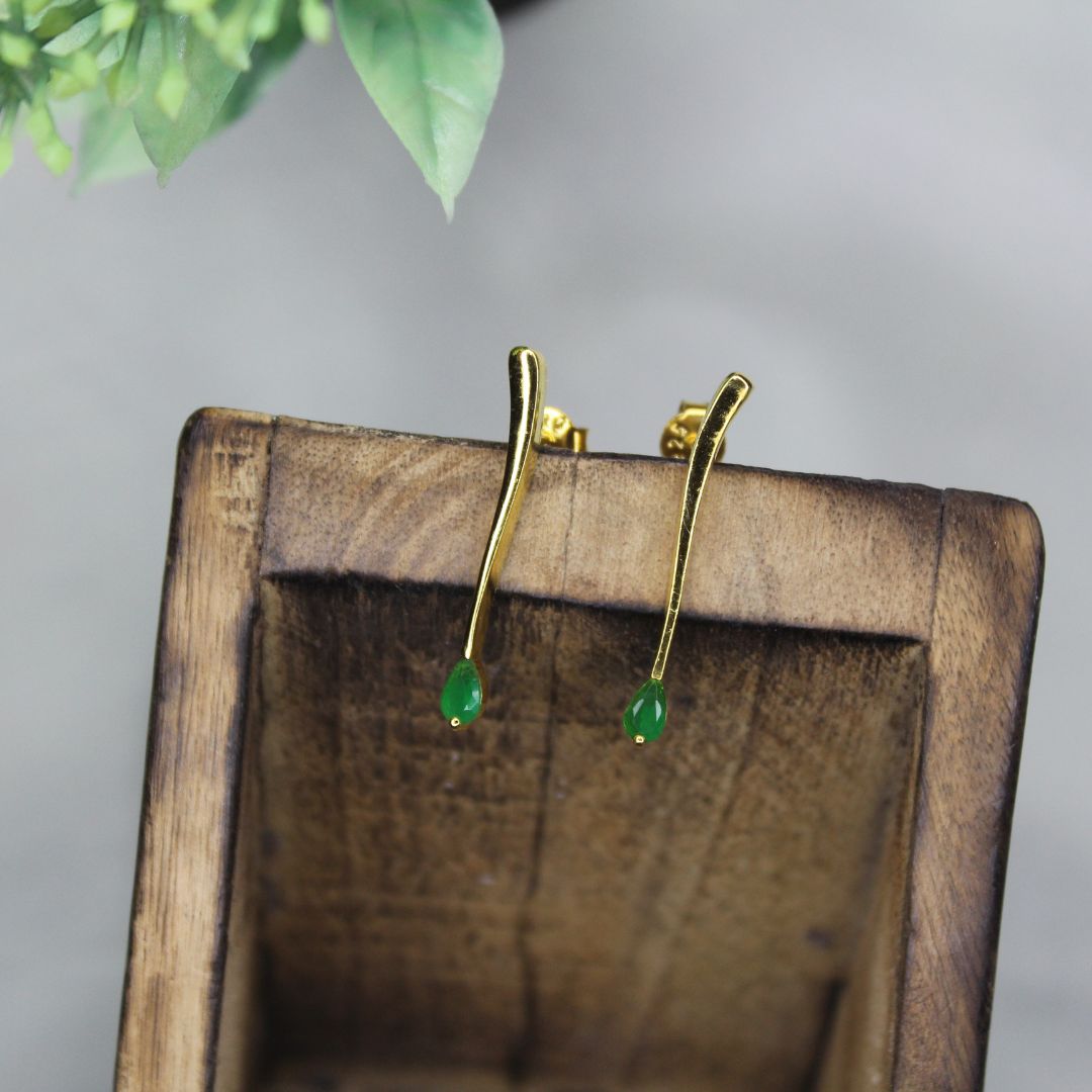 Minimalist Emerald Earrings - 1