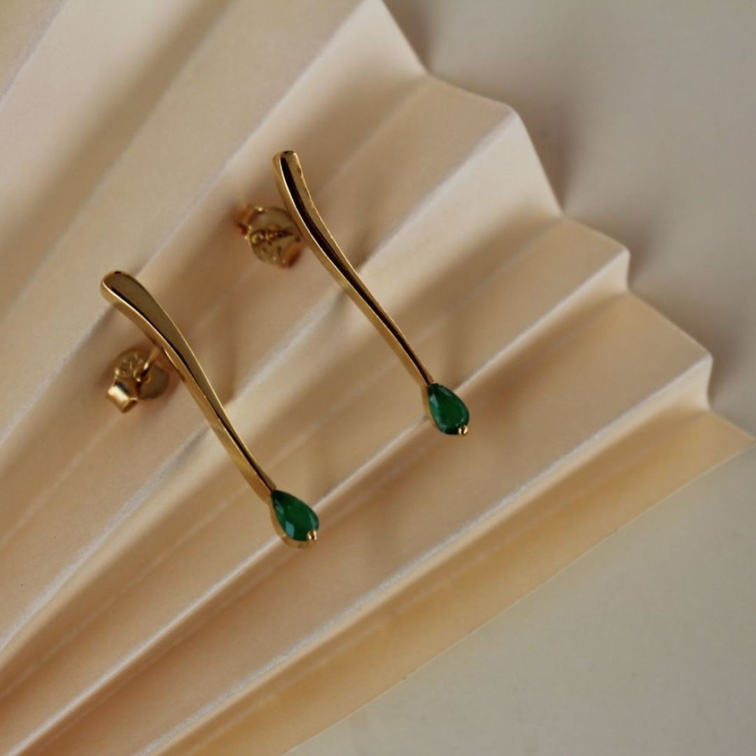 Minimalist Emerald Earrings - 1