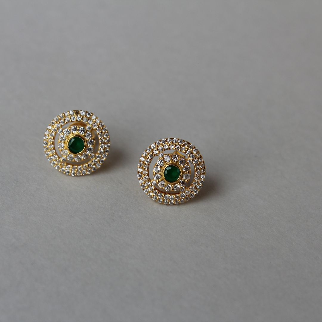 Diamond Emerald Studs - 2