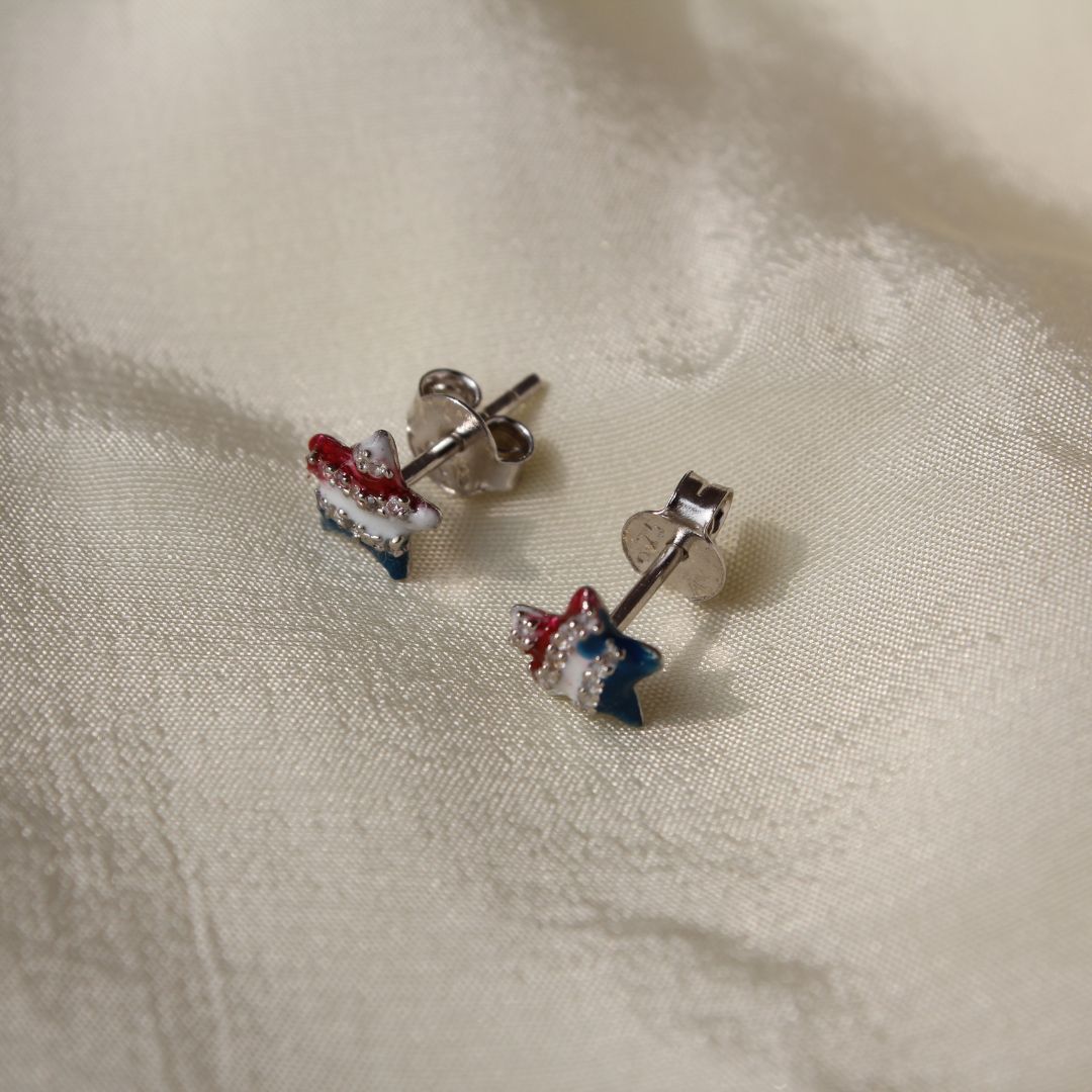 Enamel Star Earrings - 1